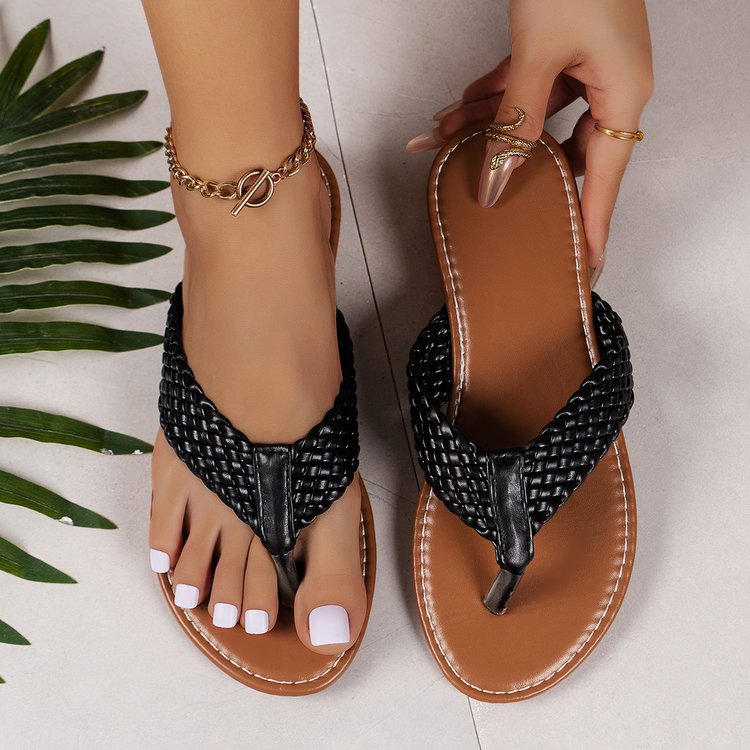 Damen geflochtene Zehentrenner-Sandalen Drune