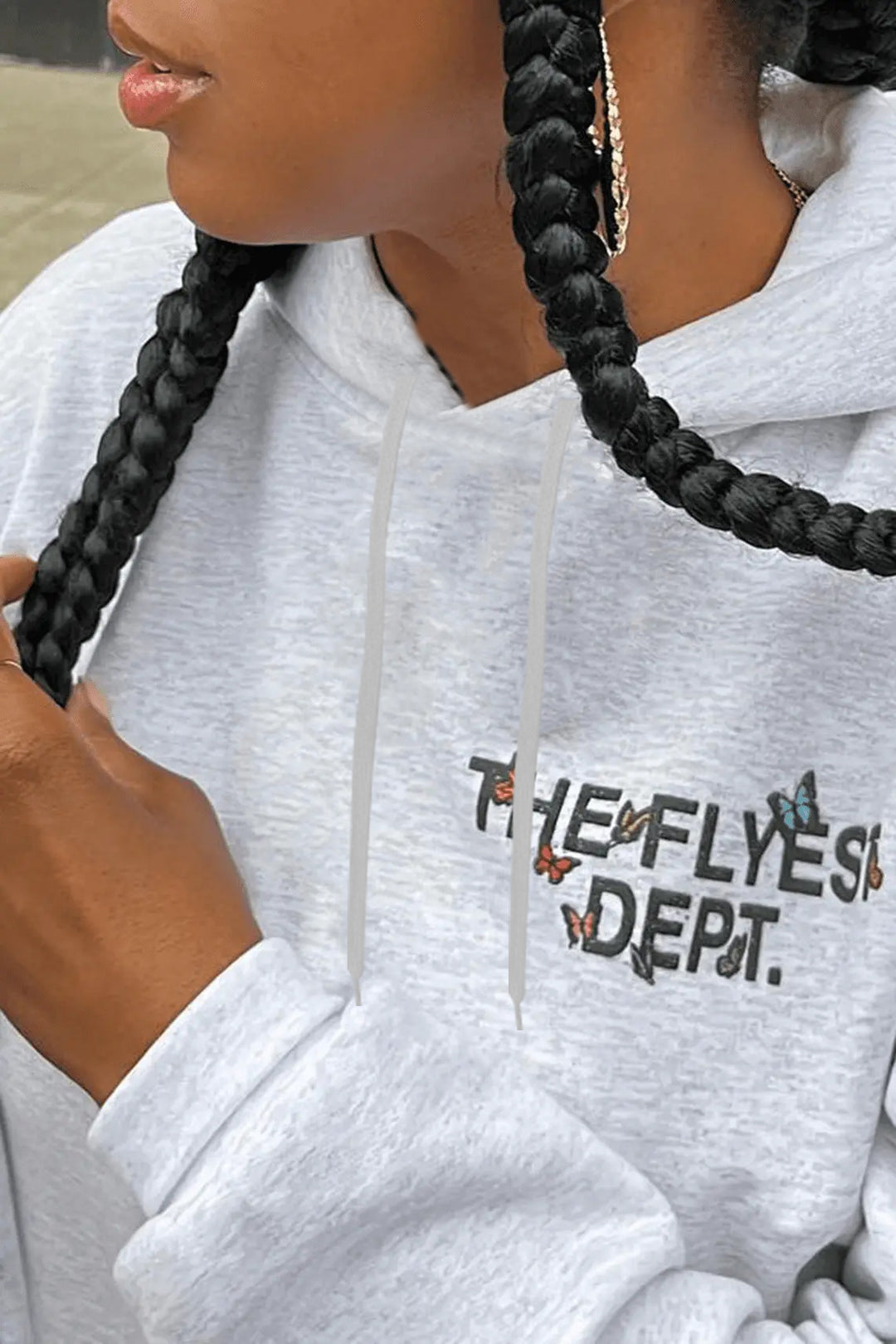 Damen Kapuzenpullover mit buntem Schmetterlingsdruck Drune
