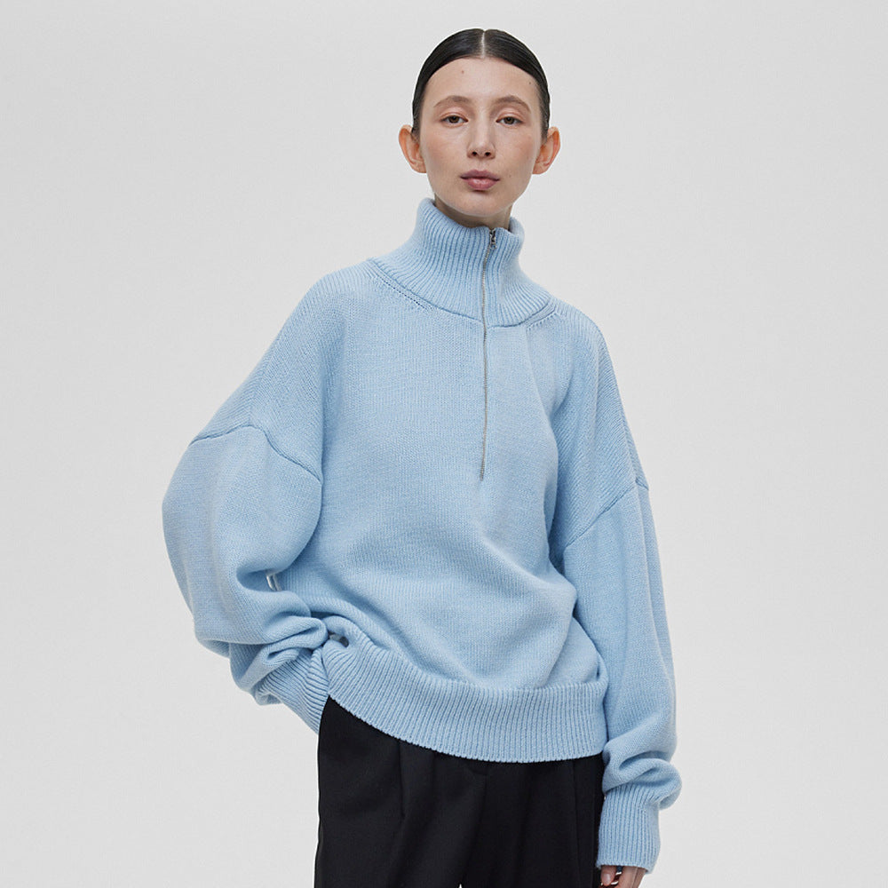 Damen Pullover mit hohem Kragen und Reißverschluss Drune