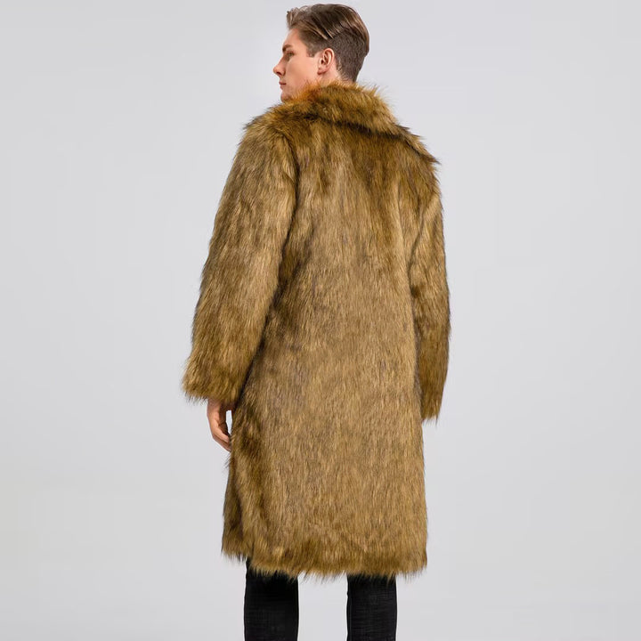 Herren Luxuriöser Kunstfell-Mantel mit voluminösem Kragen Drune