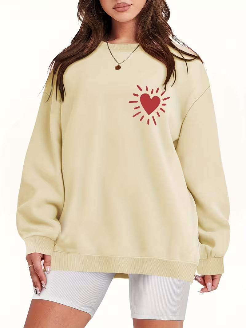 Damen Sweatshirt mit lässigem Herzmotiv und übergroßem Schnitt Drune