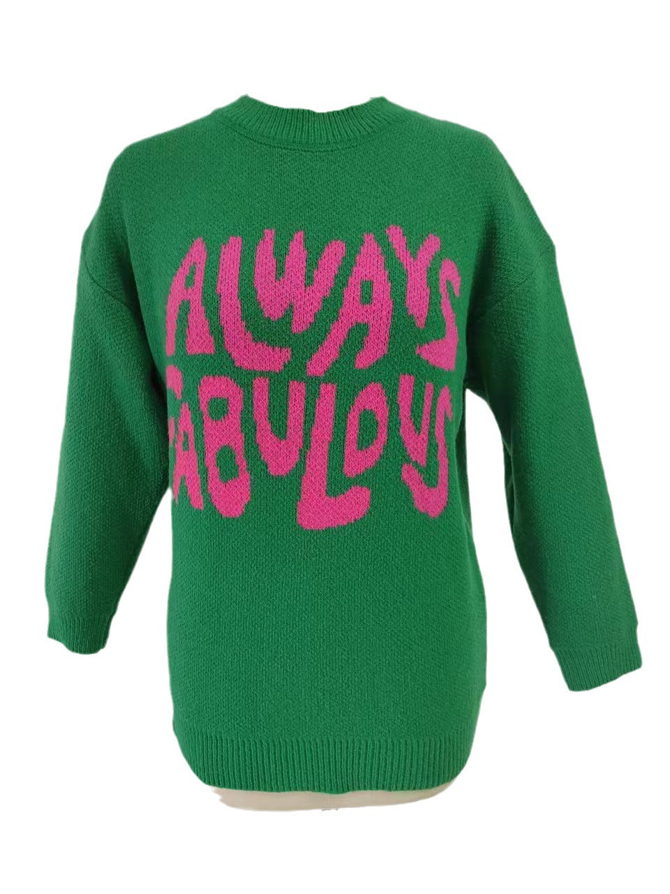 Damen lässiger Pullover mit auffälligem Schriftzug und luftiger Passform Drune