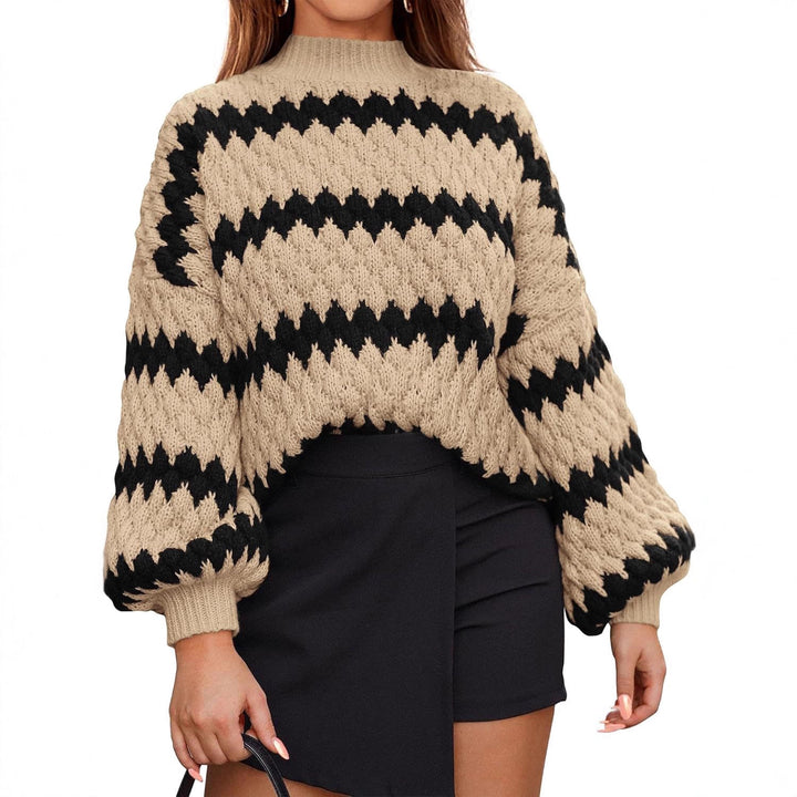 Damen Grobstrickpullover mit auffälligem Wellenmuster und lässigem Schnitt Drune