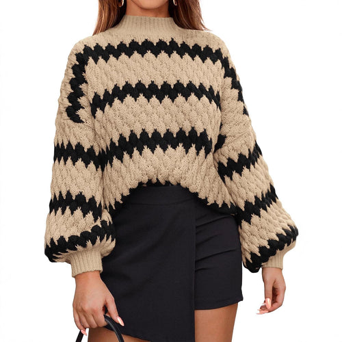 Damen Grobstrickpullover mit auffälligem Wellenmuster und lässigem Schnitt Drune