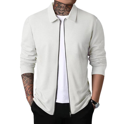 Herren leichte Strickjacke mit modernem Reißverschluss und strukturiertem Design Drune