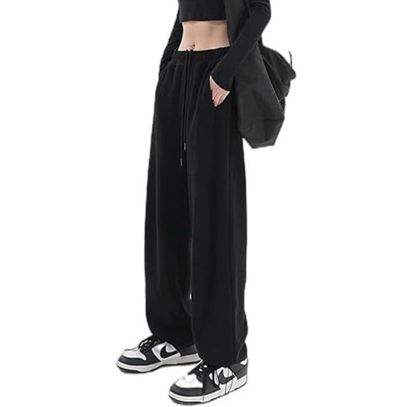 Damen nan lockerfallende Palazzohose aus Sweat mit hochgeschnittenem Komfortbund, Tunnelzug und seitlichen Eingrifftaschen Drune