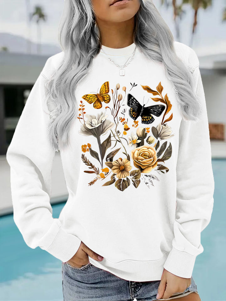 Damen Sweatshirt mit floralem Druck und lässiger Passform Drune