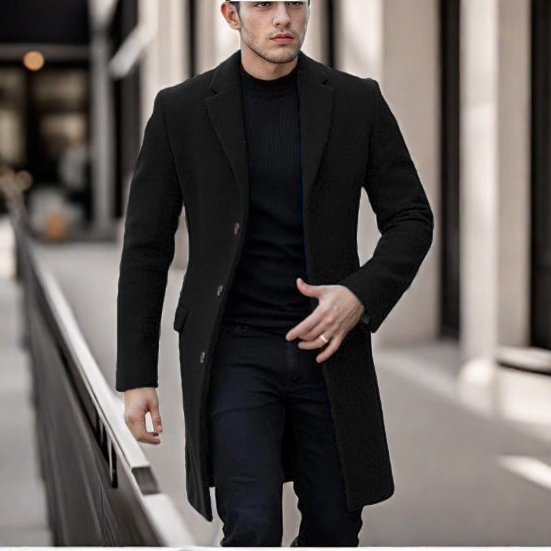 Herren eleganter Wollmantel mit schmalem Schnitt Drune