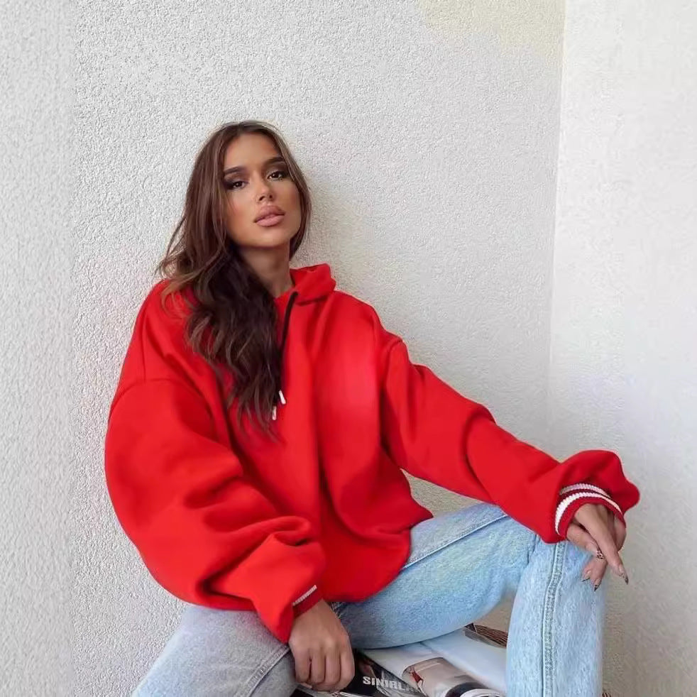 Damen Oversized Kapuzenpullover mit auffälligem Logo Drune