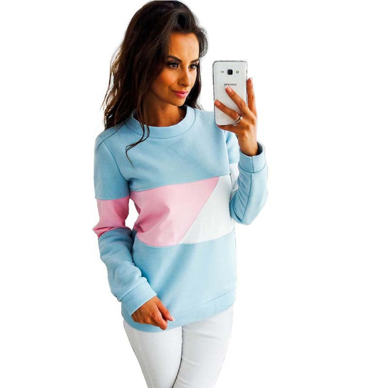 Damen Lässiger Sweatshirt mit modischem Farbblockdesign Drune