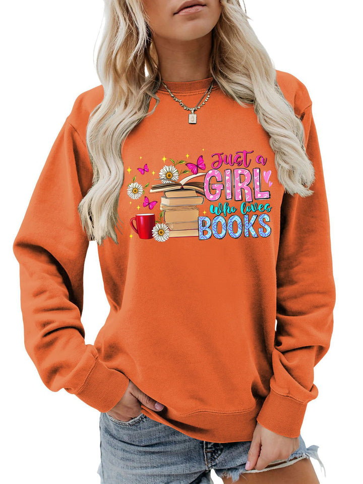 Damen Sweatshirt mit auffälligem Buchmotiv und lässiger Passform Drune