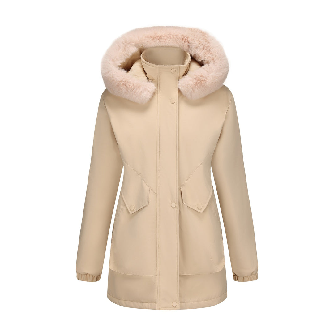 Damen wasserabweisende Parkajacke mit kuscheligem Kunstfellkragen Drune
