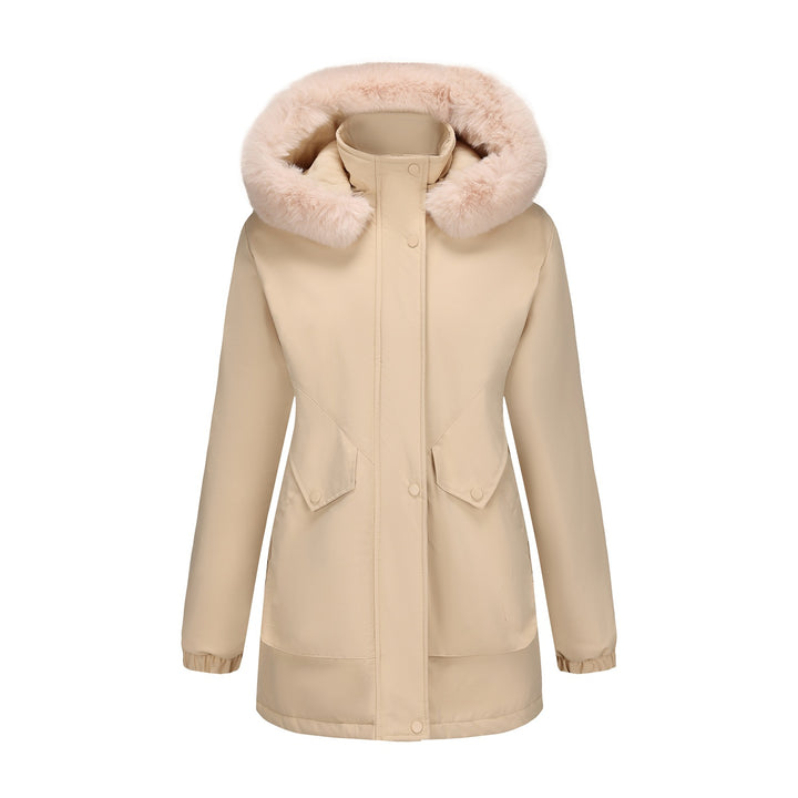 Damen wasserabweisende Parkajacke mit kuscheligem Kunstfellkragen Drune