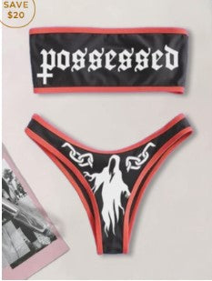 Damen Bandeau Bikini-Set mit auffälligem Grafikdruck Drune