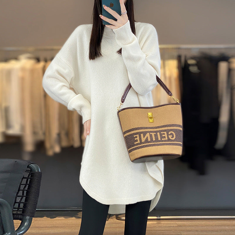 Damen Oversized Strickpullover mit asymmetrischem Saum Drune