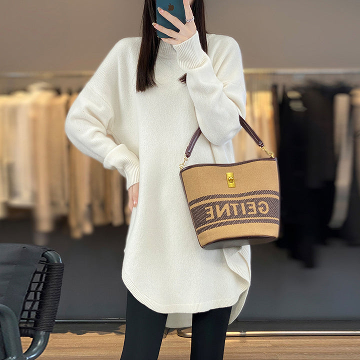 Damen Oversized Strickpullover mit asymmetrischem Saum Drune