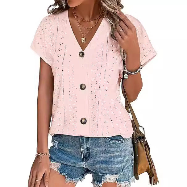 Damen genähte Bluse mit Knopfleiste Drune