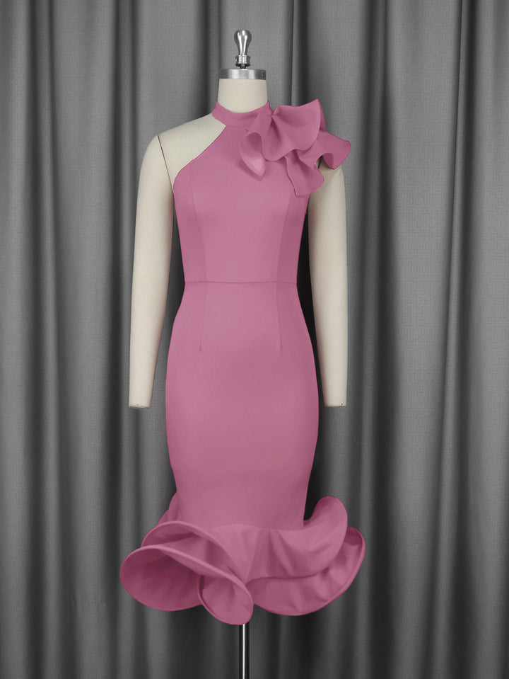Damen Elegantes Abendkleid mit asymmetrischem Design und voluminösem Rüschenakzent Drune