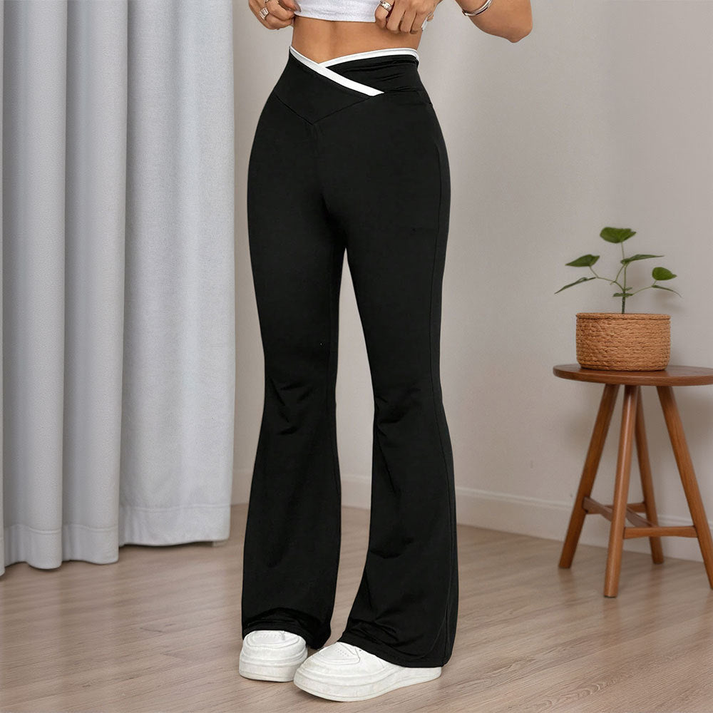 Damen Flared Yogahose mit hoch geschnittenem Bund und stylishen Quernaht-Details Drune