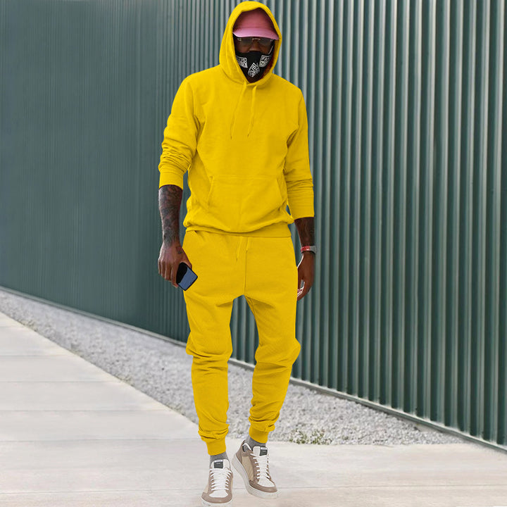 Herren nan lässiges Hoodie- und Jogging-Set aus French Terry mit Kängurutasche, gerippten Bündchen und elastischem Tunnelzugbund Drune