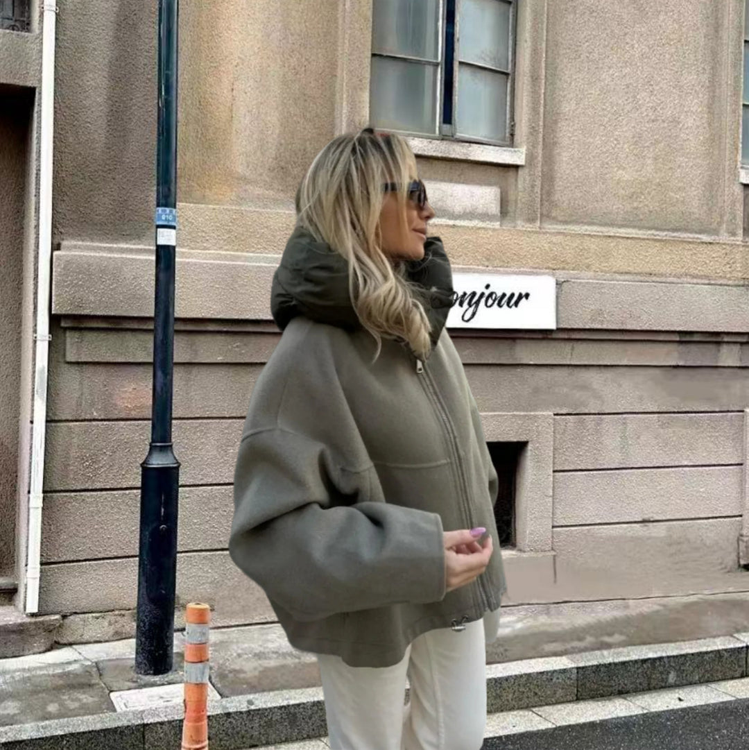 Damen Oversized Sweatjacke mit voluminösen Ärmeln und bequemen Taschen Drune