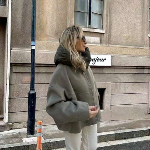 Damen Oversized Sweatjacke mit voluminösen Ärmeln und bequemen Taschen Drune