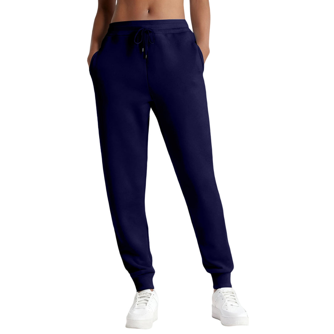 Damen nan schmale High‑Waist Sweat-Jogginghose mit hohem Komfortbund, verstellbarem Kordelzug und elastischen Knöchelbündchen Drune
