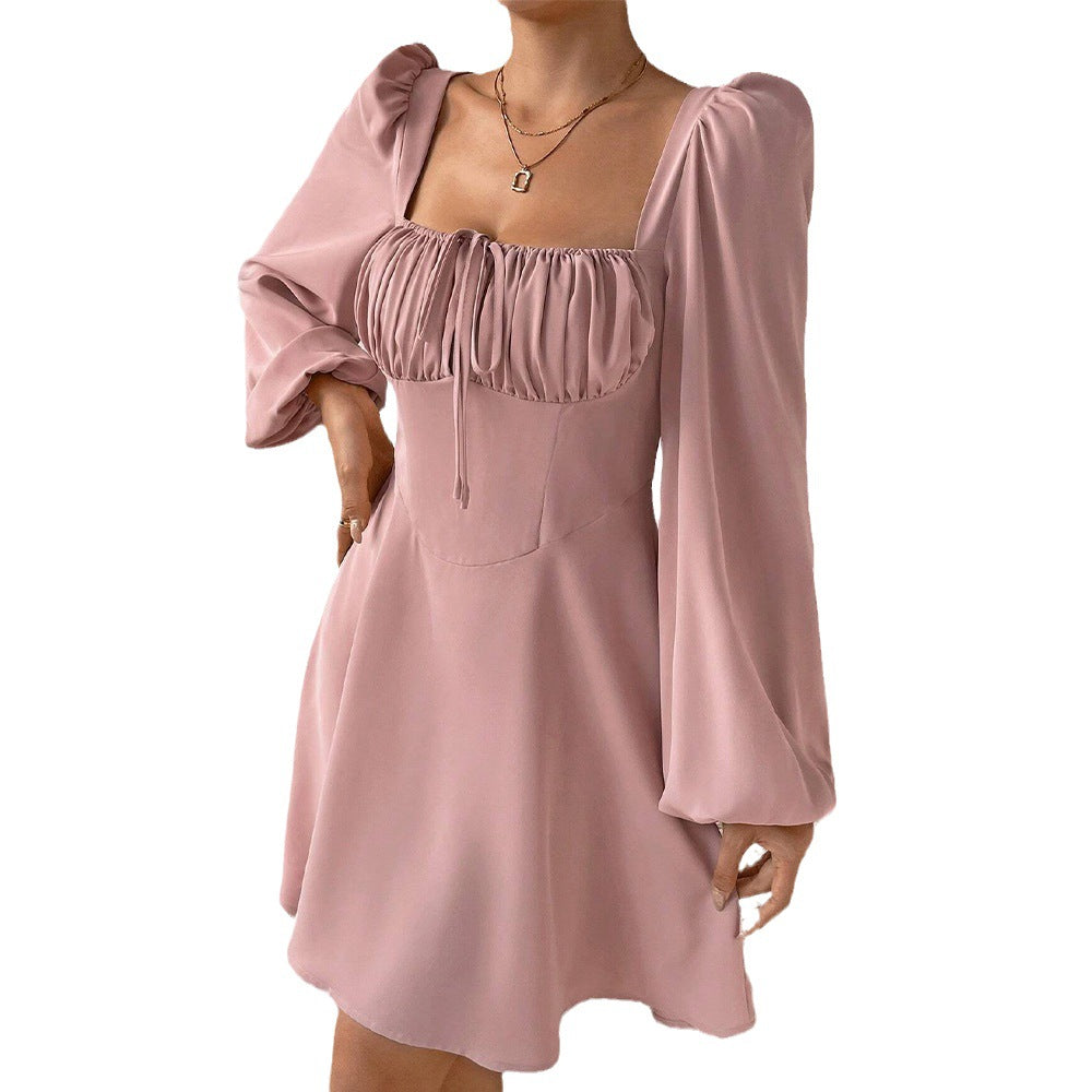 Damen Minikleid mit Rüschendetails und schickem Puffärmeln Drune