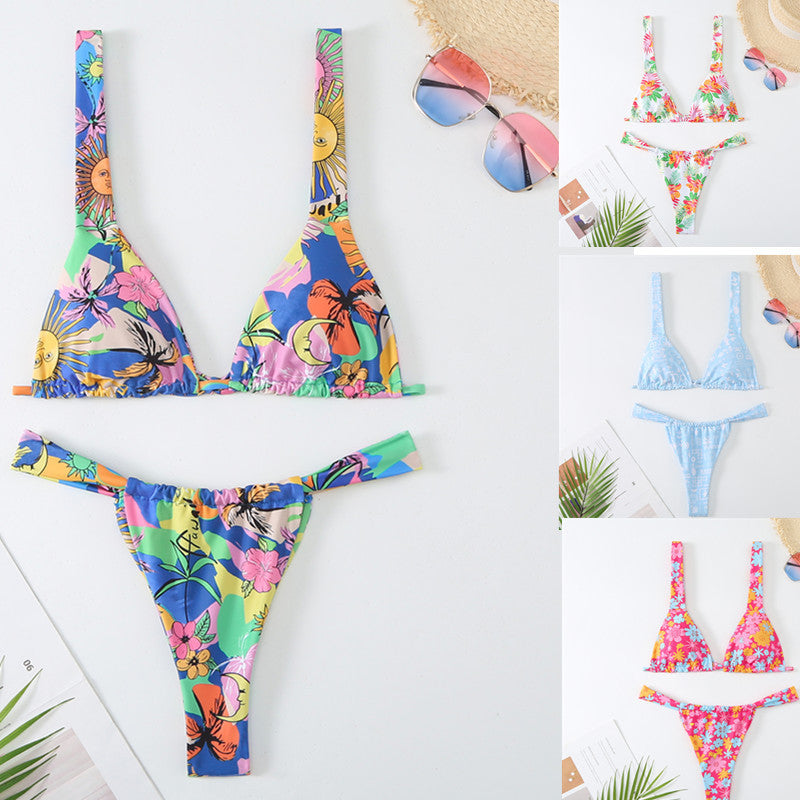 Damen wunderschöner Bikini mit floralen Mustern Drune