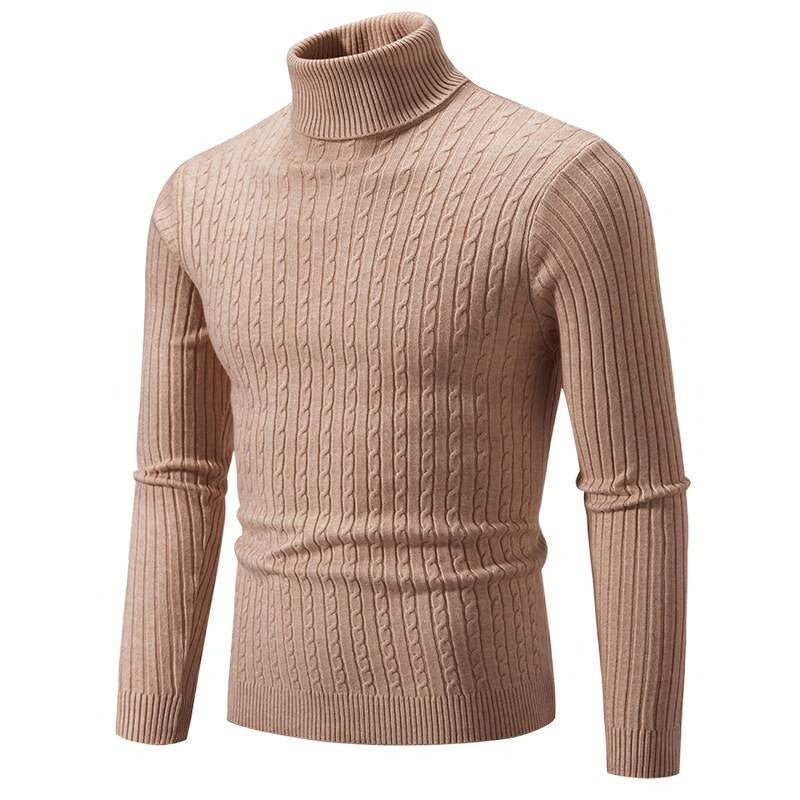 Herren nan Rollkragenpullover mit Zopfstrick und schlanker Passform Drune