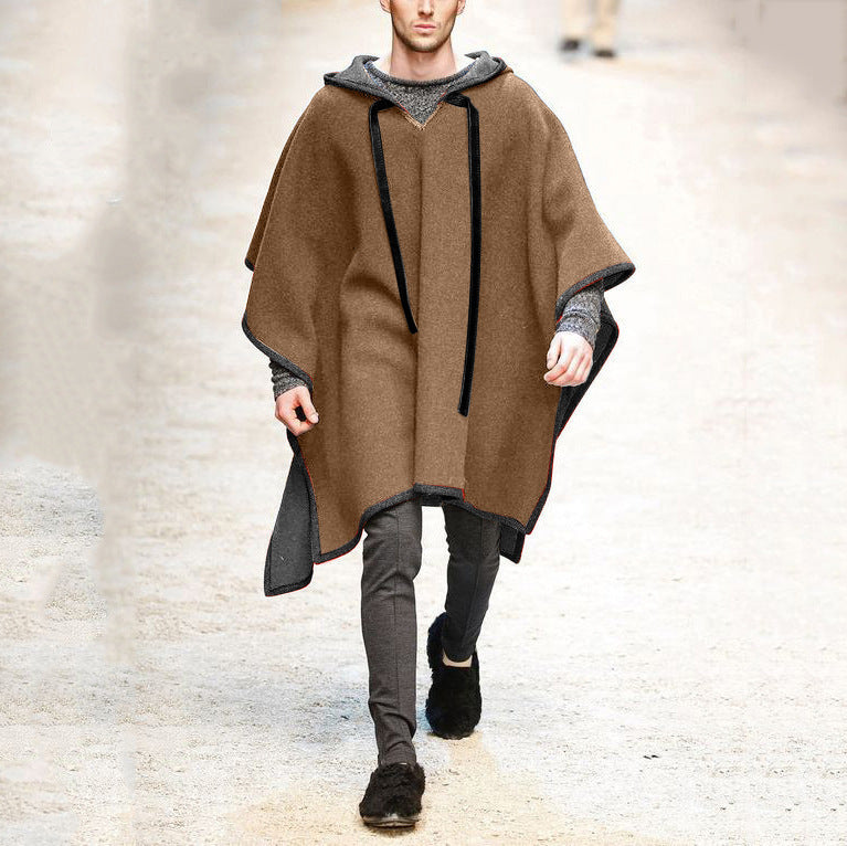 Herren modischer Kapuzenponcho aus atmungsaktivem Material Drune