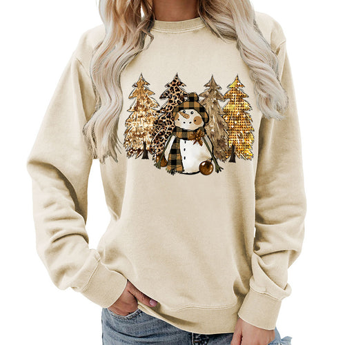 Damen Sweatshirt mit kreativem Schneemann-Design und weichem Innenfutter Drune