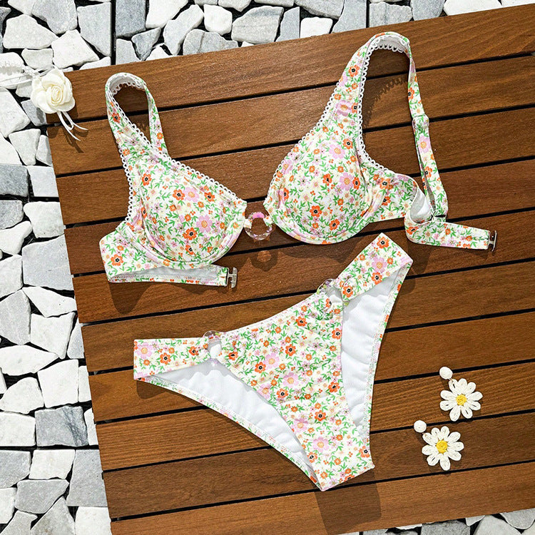 Damen Blumenmuster Bikini-Set Drune
