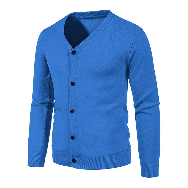 Herren stilvolle Strickjacke mit tiefem V-Ausschnitt und Knopfleiste Drune