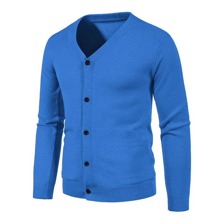 Herren stilvolle Strickjacke mit tiefem V-Ausschnitt und Knopfleiste Drune