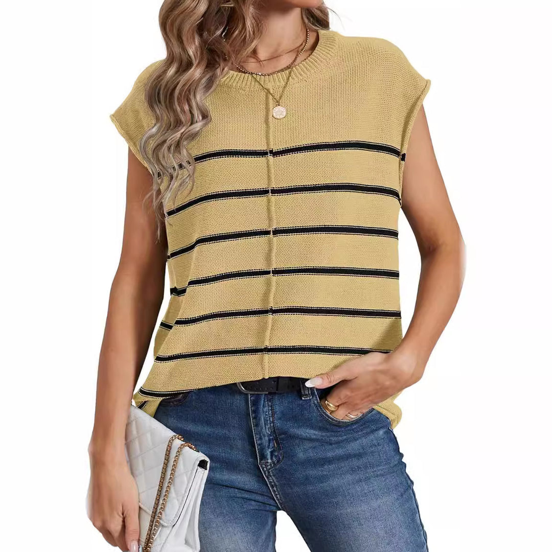 Damen lässiges Stricktop mit modischem Streifenmuster Drune