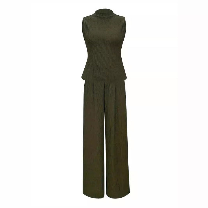 Damen Elegantes Jumpsuit mit hohem Kragen und weitem Bein Drune