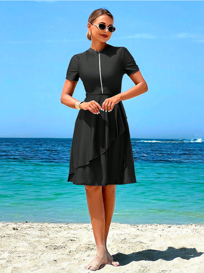 Damen Elegantes Strandkleid mit Rüschendesign Drune