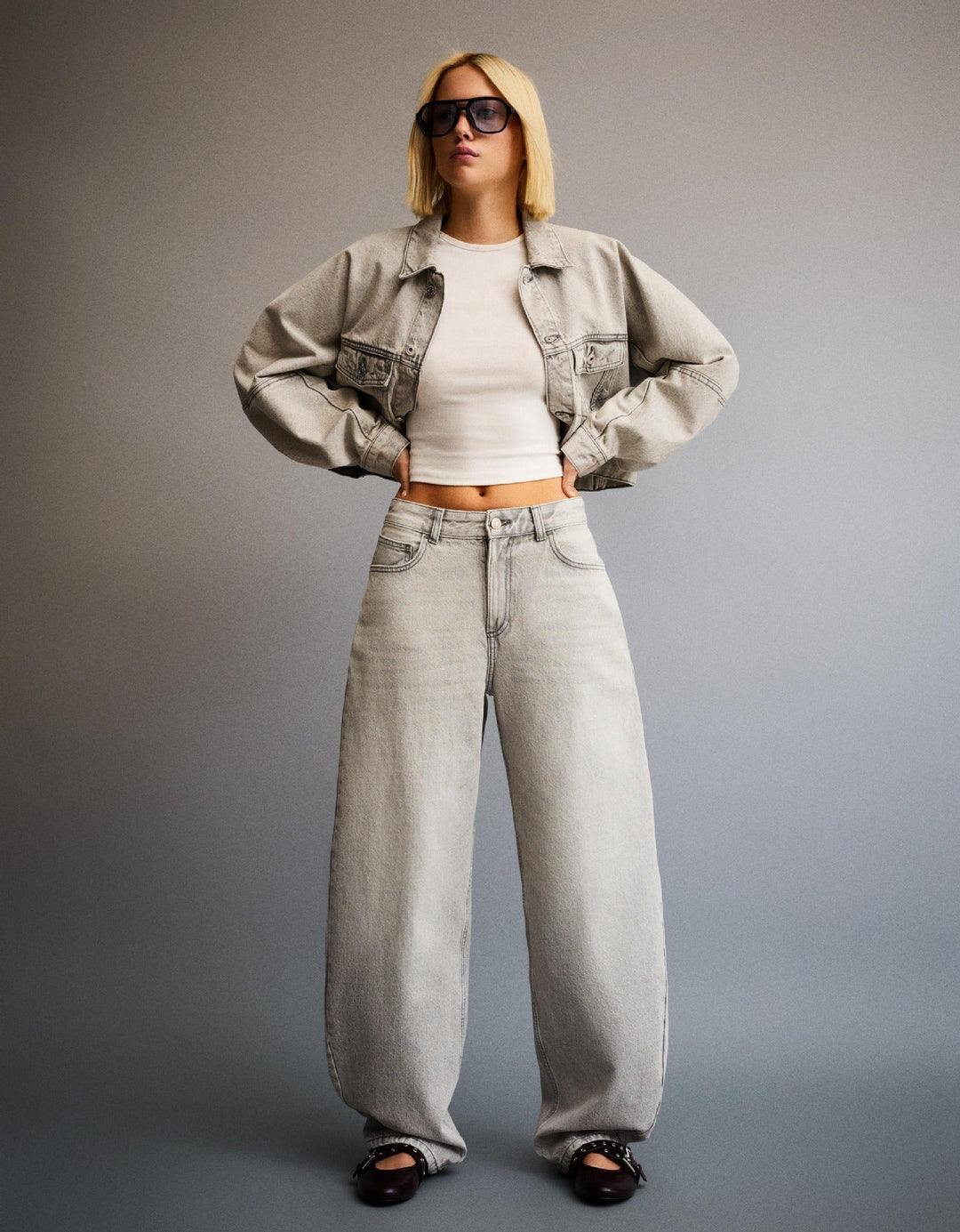 Damen Oversized Jeansjacke mit Taschen und lässigem Schnitt