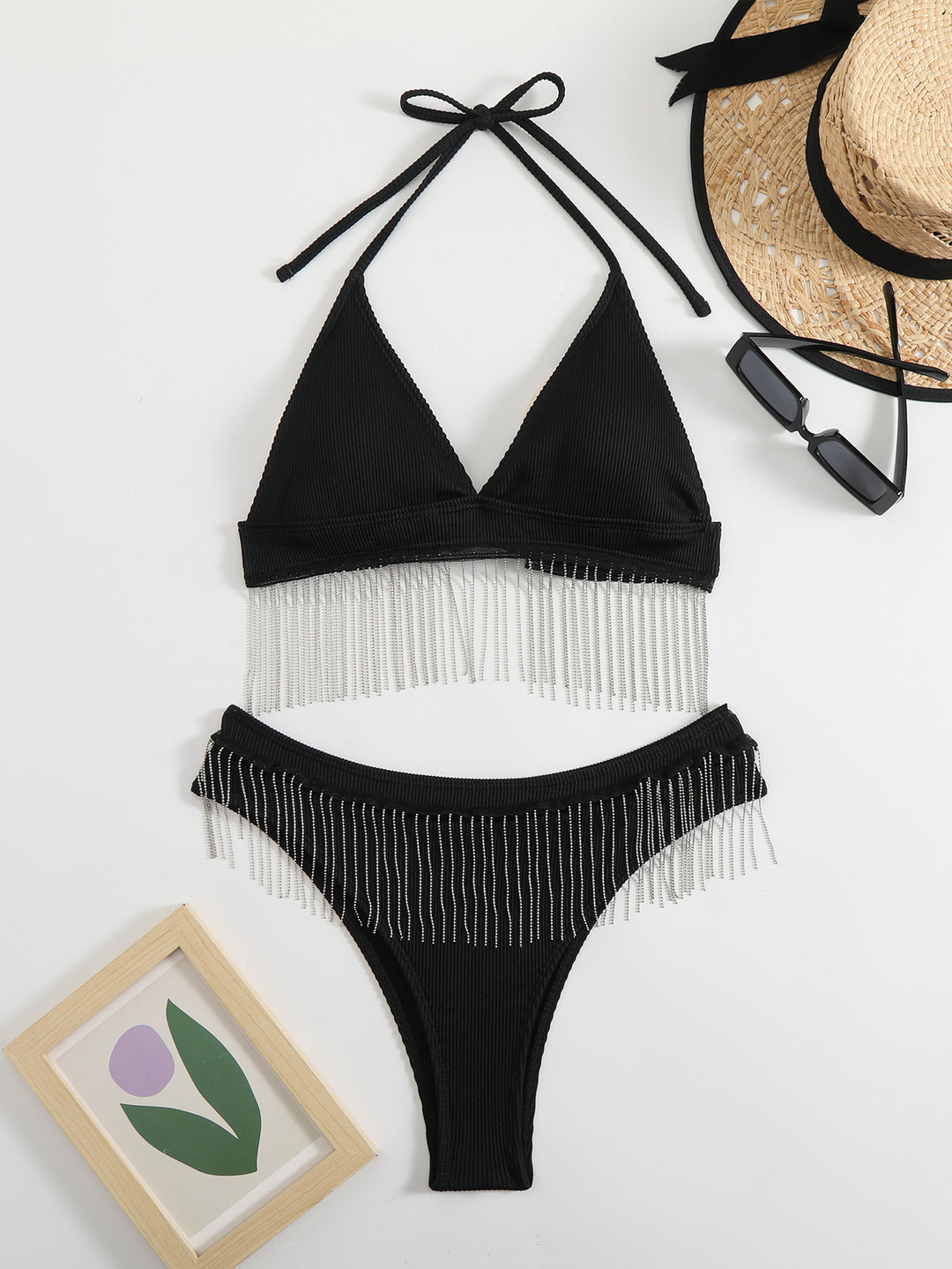 Damen Triangel-Bikini mit festlichem Fransen-Design Drune