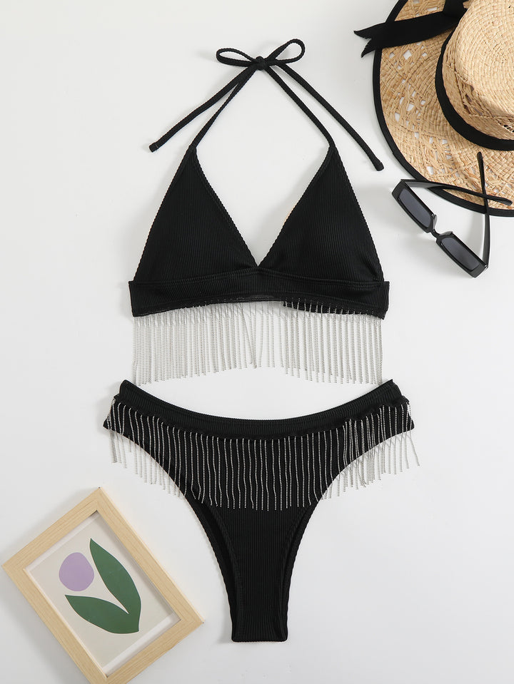 Damen Triangel-Bikini mit festlichem Fransen-Design Drune