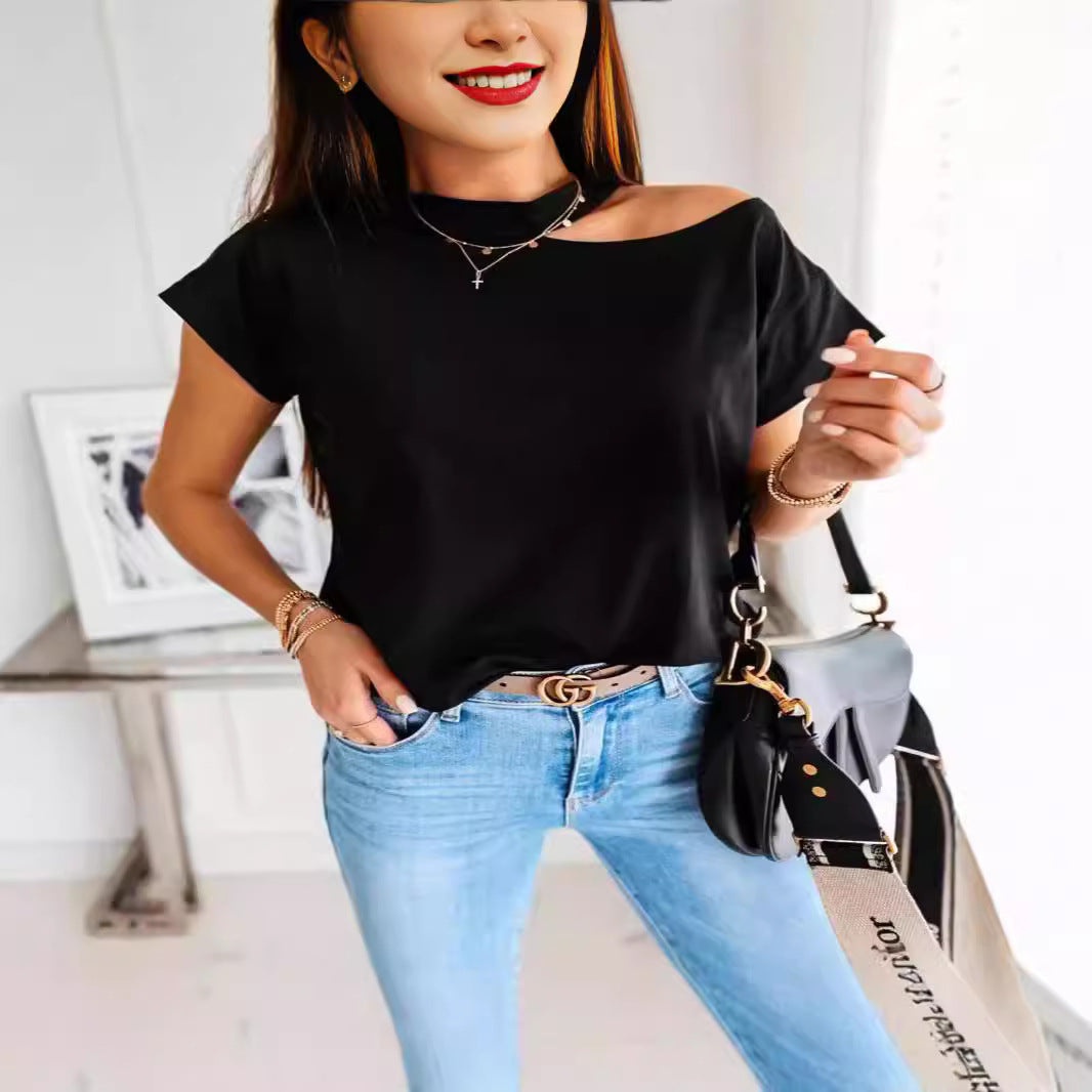 Damen Off-Shoulder T-Shirt mit modernem Schnitt und bequemen Ärmeln Drune