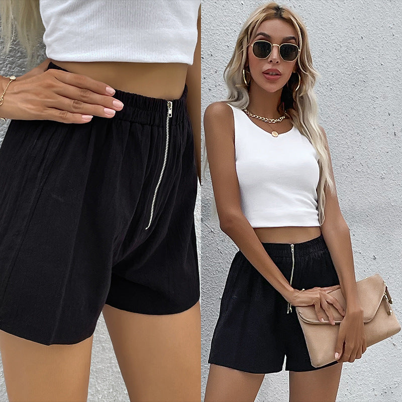 Damen Shorts mit elastischem Bund und edler Reißverschluss-Detail Drune