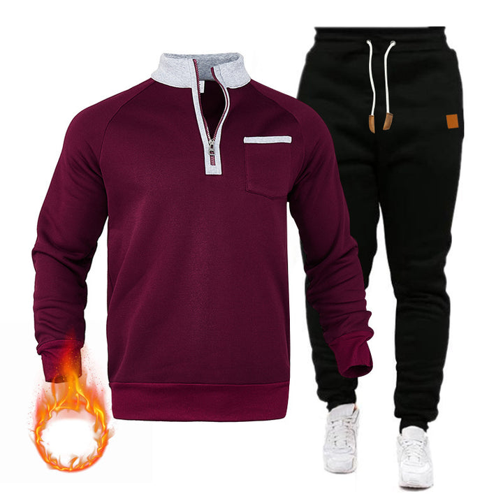 Herren Sweatshirt und Jogginghose Set mit modernem Stehkragen und praktischer Brusttasche Drune