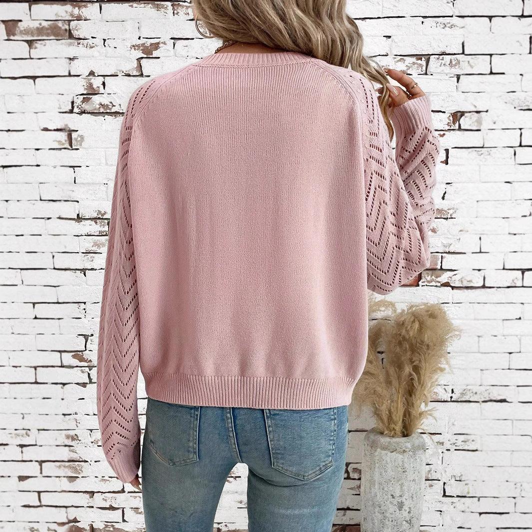 Damen feingestrickte Cardigan mit dekorativem Wellenmuster und Knopfleiste Drune
