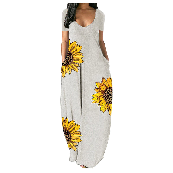 Damen Maxikleid mit floralen Akzenten und praktischen Taschen Drune