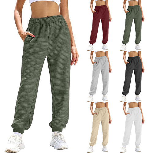 Damen lockere Waffelstruktur Jogginghose Drune