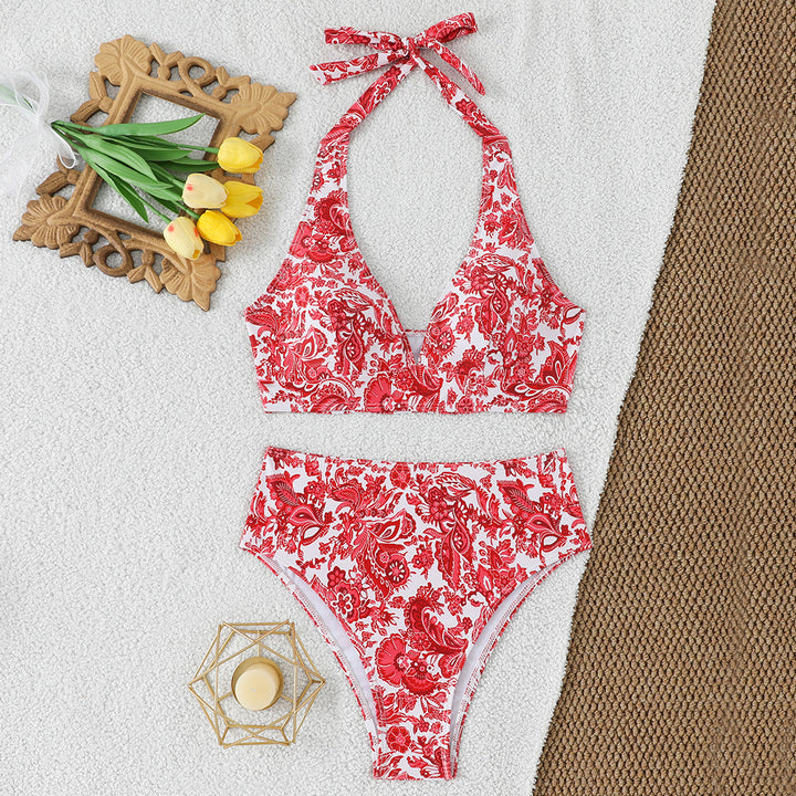 Damen Bikini-Set mit hoch geschnittenem Hosenrock und floralem Muster Drune