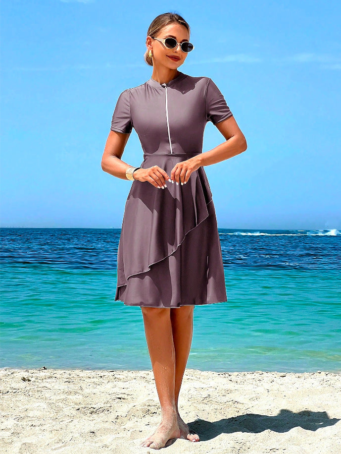 Damen Elegantes Strandkleid mit Rüschendesign Drune