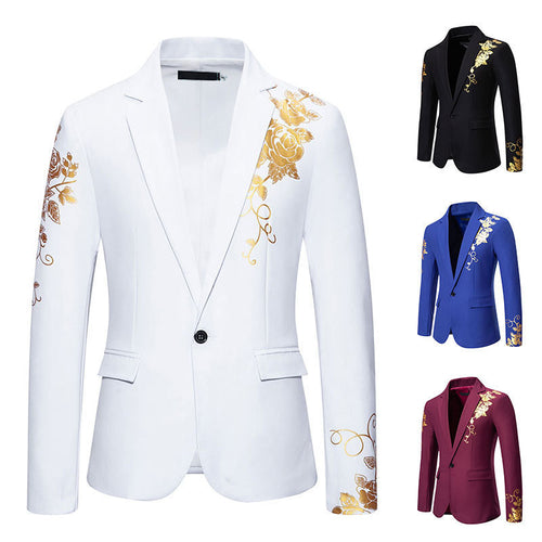 Herren eleganter Blazer mit floralem Stickdesign und feinen Details Drune
